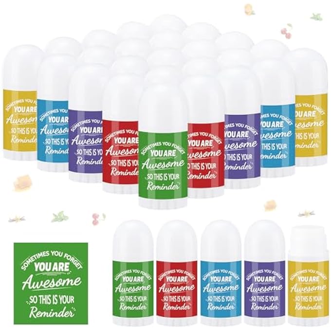 Swiffen 25 PCS THANK YOU GIFTS MINI LIP BALM BULK GIFTS FOR COWORKERS, TEACHERS, EMPLOYEES; ASSORTED FLAVORS: MINT, VANILLA, CHERRY, ORANGE, HONEY; MOISTURIZING, DRY CHAPPED LIP CARE - Image 1